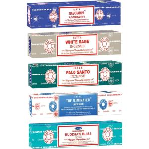 imageSatya Nag Champa Incense Sticks  5 Pack Variety  HandRolled Natural Agarbatti  AllNatural Scented Incense for Meditation Yoga ampamp Relaxation BlessingsCleansing