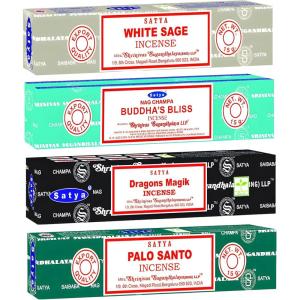 imageSatya Nag Champa White Sage Incense Sticks  MultiPacks Fine Quality Incense Sticks for Purification Relaxation Meditation 4 Pack  BlissSmudge