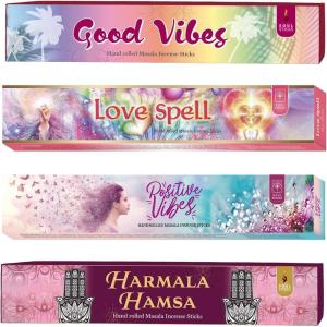 imageSoul Sticks HandRolled Incense Sticks Variety 4 Pack  100 Natural Masala Incense Organic Home Fragrance Agarbatti  15 Grams Per Pack  60 Grams Total Medieval MagicPeace  Love