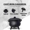 imageSOUL STICKS Reusable 6 Cast Iron Cauldron with Lid and Hanging Handle for Spell Casting Smudging Ritual ampamp Blessings Pot Belly Witchcraft Triple MoonHamsa Hand