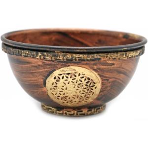 imageSOUL STICKS 4 Metal Smudge Bowl for Sage Smudging Altar Offerings Incense Burner GaneshaFlower of Life