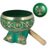imageSoul Sticks Tibetan Singing Chakra Bowl with Cushion and Stick  Healing Sound Meditation Bowl Hamsa  BronzeTree of Life  Green