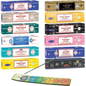 imageNag Champa Satya Incense Variety 12 Pack With Holder  HandRolled Bangalore BNG Sticks  12 Boxes x 15 Grams Each Variety Pack 3Variety Pack 1