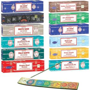 imageNag Champa Satya Incense Variety 12 Pack With Holder  HandRolled Bangalore BNG Sticks  12 Boxes x 15 Grams Each Variety Pack 3Variety Pack 2