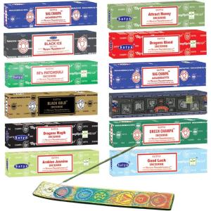imageNag Champa Satya Incense Variety 12 Pack With Holder  HandRolled Bangalore BNG Sticks  12 Boxes x 15 Grams Each Variety Pack 3Variety Pack 3