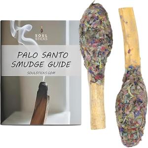 imageSoul Sticks 2 Pack Palo Santo Pops  Sacred Wood Incense Sticks for Cleansing Meditation ampamp Aromatherapy  Natural Scented Smudging Sticks with Herbs Resin and Palo Santo Powder  White Sage7 Chakras