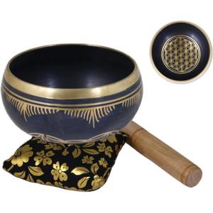 imageSoul Sticks Tibetan Singing Chakra Bowl with Cushion and Stick  Healing Sound Meditation Bowl Hamsa  BronzeFlower of Life  Black
