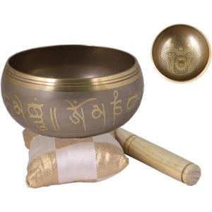 imageSoul Sticks Tibetan Singing Chakra Bowl with Cushion and Stick  Healing Sound Meditation Bowl Hamsa  BronzeHamsa  Bronze