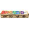 imageSOUL STICKS Handmade Carved Incense Burner Wooden Coffin Box with Storage Includes Go Away Evil Incense Sticks 7 Chakras Celestial7 Chakras Sketched