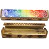 imageSOUL STICKS Handmade Carved Incense Burner Wooden Coffin Box with Storage Includes Go Away Evil Incense Sticks 7 Chakras Celestial7 Chakras Watercolor