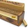 imageSOUL STICKS Handmade Carved Incense Burner Wooden Coffin Box with Storage Includes Go Away Evil Incense Sticks Game OverHorseman