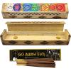 imageSOUL STICKS Handmade Carved Incense Burner Wooden Coffin Box with Storage Includes Go Away Evil Incense Sticks 7 Chakras Celestial7 Chakras Sketched
