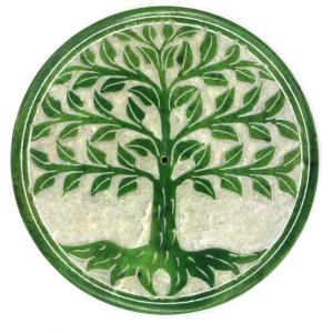 imageHandcrafted Soapstone Incense Holder for Yoga and Meditation  4 Inches Made in India OMGreen Tree of Life