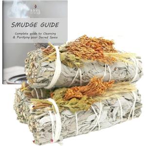 imageSOUL STICKS 3 Pack Floral White Sage Smudge Sticks Bundle with Flowers for Cleansing Home Meditation Yoga Healing and Smudging Sustainably Sourced California Orange BouquetOrange Bouquet