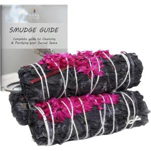 imageSOUL STICKS 3 Pack Floral White Sage Smudge Sticks Bundle with Flowers for Cleansing Home Meditation Yoga Healing and Smudging Sustainably Sourced California Orange BouquetBlossom