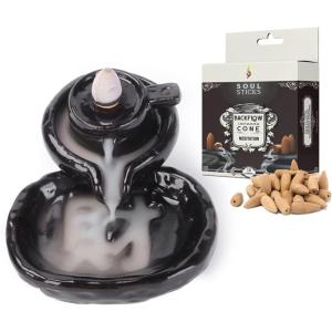 imageSOUL STICKS Backflow Incense Holder Burner Waterfall Fountain for Home Office Yoga Room Decor ampamp Aromatherapy with 1 Pack of 10 Backflow Fragrance Cones Included Mystic FallsTeapot