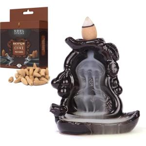 imageSOUL STICKS Backflow Incense Holder Burner Waterfall Fountain for Home Office Yoga Room Decor ampamp Aromatherapy with 1 Pack of 10 Backflow Fragrance Cones Included Mystic FallsRiver Bend
