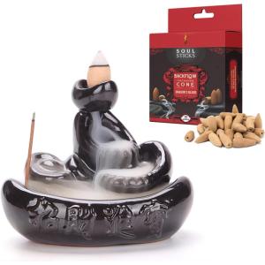 imageSOUL STICKS Backflow Incense Holder Burner Waterfall Fountain for Home Office Yoga Room Decor ampamp Aromatherapy with 1 Pack of 10 Backflow Fragrance Cones Included Mystic FallsDragon Falls