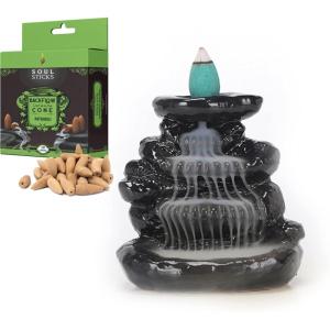 imageSOUL STICKS Backflow Incense Holder Burner Waterfall Fountain for Home Office Yoga Room Decor ampamp Aromatherapy with 1 Pack of 10 Backflow Fragrance Cones Included Mystic FallsEmerald Falls