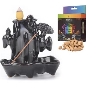 imageSOUL STICKS Backflow Incense Holder Burner Waterfall Fountain for Home Office Yoga Room Decor ampamp Aromatherapy with 1 Pack of 10 Backflow Fragrance Cones Included Mystic FallsZen Forest