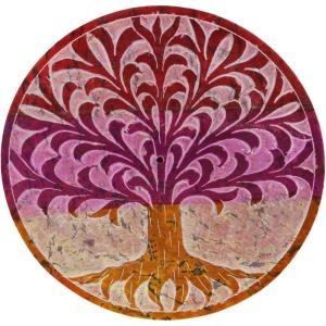 imageSOUL STICKS Soapstone Incense Burner Stick Holder Ash Catcher HandCarved Painted Decorative Plate for Home Dcor Yoga Aromatherapy and Meditation Flower of LifeTree of Life