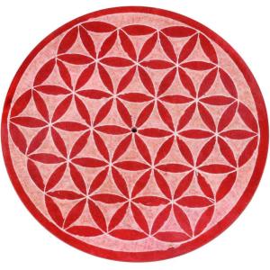 imageSOUL STICKS Soapstone Incense Burner Stick Holder Ash Catcher HandCarved Painted Decorative Plate for Home Dcor Yoga Aromatherapy and Meditation Flower of LifeFlower of Life