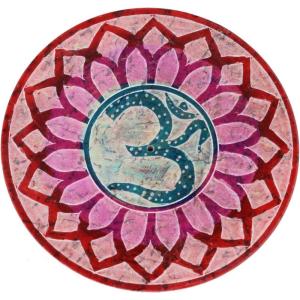 imageSOUL STICKS Soapstone Incense Burner Stick Holder Ash Catcher HandCarved Painted Decorative Plate for Home Dcor Yoga Aromatherapy and Meditation Flower of LifeOm Symbol