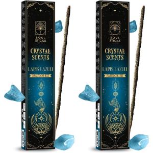 imageSOUL STICKS Thick Handcrafted Incense Sticks Spicy Cinnamon Scented Includes 5 Crystals 20g Thick HerbDipped Sticks Bundle Ideal for Aromatherapy Cleansing ampamp RelaxationDivine Floral Incense Sticks