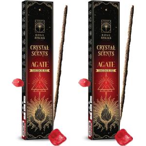 imageSOUL STICKS Thick Handcrafted Incense Sticks Spicy Cinnamon Scented Includes 5 Crystals 20g Thick HerbDipped Sticks Bundle Ideal for Aromatherapy Cleansing ampamp RelaxationSaffron Incense Sticks