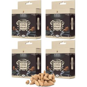 imageSoul Sticks Backflow Incense Cones  40 Handmade Organic Cones for Waterfall Burner  4 Pack Long Lasting Aromatic Scents  Thick White Smoke Incense for Meditation Yoga ampamp Gifts Palo SantoFrench Vanilla