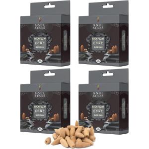 imageSoul Sticks Backflow Incense Cones  40 Handmade Organic Cones for Waterfall Burner  4 Pack Long Lasting Aromatic Scents  Thick White Smoke Incense for Meditation Yoga ampamp Gifts Palo SantoBlack Magic