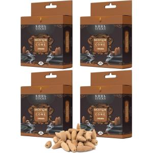 imageSoul Sticks Backflow Incense Cones  40 Handmade Organic Cones for Waterfall Burner  4 Pack Long Lasting Aromatic Scents  Thick White Smoke Incense for Meditation Yoga ampamp Gifts Palo SantoCinnamon