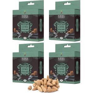 imageSoul Sticks Backflow Incense Cones  40 Handmade Organic Cones for Waterfall Burner  4 Pack Long Lasting Aromatic Scents  Thick White Smoke Incense for Meditation Yoga ampamp Gifts Palo SantoAttract Money