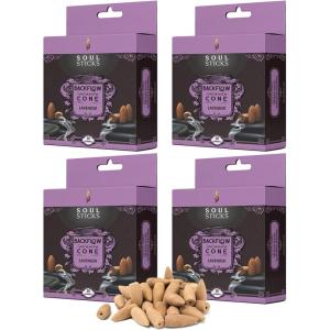 imageSoul Sticks Backflow Incense Cones  40 Handmade Organic Cones for Waterfall Burner  4 Pack Long Lasting Aromatic Scents  Thick White Smoke Incense for Meditation Yoga ampamp Gifts Palo SantoLavender