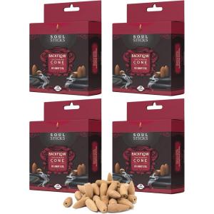 imageSoul Sticks Backflow Incense Cones  40 Handmade Organic Cones for Waterfall Burner  4 Pack Long Lasting Aromatic Scents  Thick White Smoke Incense for Meditation Yoga ampamp Gifts Palo SantoGo Away Evil