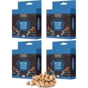 imageSoul Sticks Backflow Incense Cones  40 Handmade Organic Cones for Waterfall Burner  4 Pack Long Lasting Aromatic Scents  Thick White Smoke Incense for Meditation Yoga ampamp Gifts Palo SantoBlue Sage