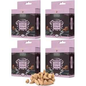 imageSoul Sticks Backflow Incense Cones  40 Handmade Organic Cones for Waterfall Burner  4 Pack Long Lasting Aromatic Scents  Thick White Smoke Incense for Meditation Yoga ampamp Gifts Palo SantoPositive Vibes