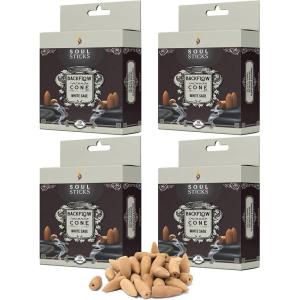 imageSoul Sticks Backflow Incense Cones  40 Handmade Organic Cones for Waterfall Burner  4 Pack Long Lasting Aromatic Scents  Thick White Smoke Incense for Meditation Yoga ampamp Gifts Palo SantoWhite Sage