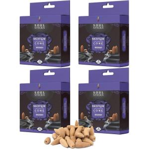 imageSoul Sticks Backflow Incense Cones  40 Handmade Organic Cones for Waterfall Burner  4 Pack Long Lasting Aromatic Scents  Thick White Smoke Incense for Meditation Yoga ampamp Gifts Palo SantoRosemary