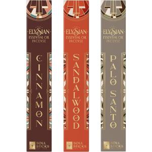 imageSoul Sticks Elysian 3 Pack Variety Set 10 Sticks Per Pack All Natural Essential Oil Incense Sets Fragrance Aromatherapy Green EssenceSacred Woods