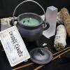 imageReusable 4Inch Cast Iron Cauldron Candle with Lid and Hanging Handle  Ritual ampamp Aromatherapy Candle for Spell Casting Smudging Home Cleansing  HerbInfused with Essential Oils EucalyptusEucalyptus