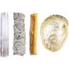 imageSOUL STICKS Beginners Mini Smudge Kit Includes White Sage 34 Abalone Shell Selenite Wand and Palo Santo with Smudging Guide