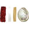 imageSOUL STICKS Beginners Mini Smudge Kit Includes White Sage 34 Abalone Shell Selenite Wand and Palo Santo with Smudging Guide Blue SageDragons Blood