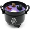 imageSOUL STICKS 4 Metal Cauldron Lavender Scented Candle with Dried Flowers with Handle Reusable for Spells Smudging Rituals ampamp Blessings 7 ChakrasHamsa Hand
