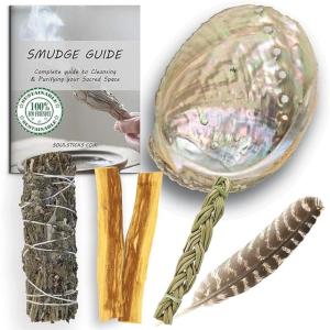 imageAncient VEDA Sage Smudge Kit  Cedar Sweetgrass ampamp Palo Santo Sticks Smudging Kit for Meditation Yoga Reiki Home Cleansing ampamp Aromatherapy Starter Kit Cedar SageLavender Sage