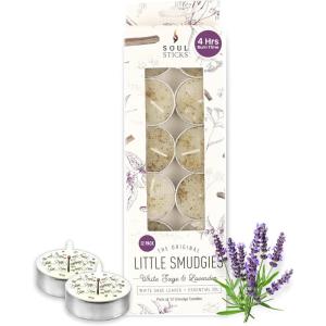 imageSOUL STICKS 12 Pack Little Smudgies Tealight Candles Smudge Candle for Cleansing House Meditation Chakra Healing  Made with Crystals and Herbs White Sage ampamp PeppermintWhite Sage  Lavender