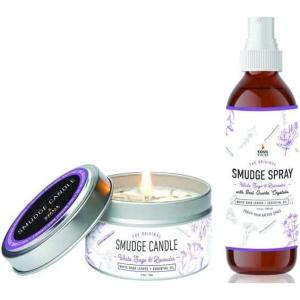 imageSOUL STICKS 2 Piece Smudge Kit Set Bundle  Smudge Candle ampamp Smudge Spray for Cleansing Meditation Healing Aromatherapy White Sage ampamp PeppermintWhite Sage  Lavender