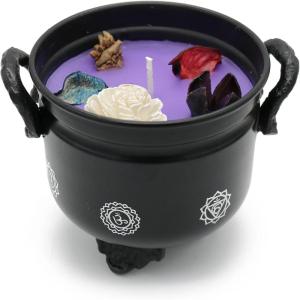 imageSOUL STICKS 4 Metal Cauldron Lavender Scented Candle with Dried Flowers with Handle Reusable for Spells Smudging Rituals ampamp Blessings 7 Chakras7 Chakras