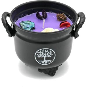 imageSOUL STICKS 4 Metal Cauldron Lavender Scented Candle with Dried Flowers with Handle Reusable for Spells Smudging Rituals ampamp Blessings 7 ChakrasTree of Life