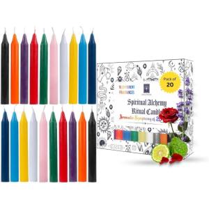 imageSOUL STICKS 4quot Scented Ritual Candles Chime Taper Premium Candles 20 pcs for Rituals Ceremonies Meditation Altar and Spells GrayLemongrassAssorted 10 Pack Ritual Candles
